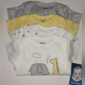 Gerber Baby Bodysuits - Pack 4, Gray, Yellow, White